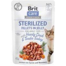 Вологий корм для кастрованих котів Brit Care Adult Sterilised Hearty Duck & Tender Turkey 85 г (качка і індичка в желе)