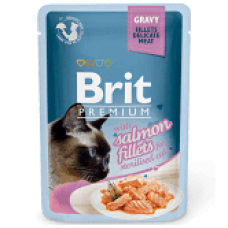 Вологий корм для стерилізованих котів Brit Premium Cat Salmon Fillets Gravy pouch 85 г (філе лосося)